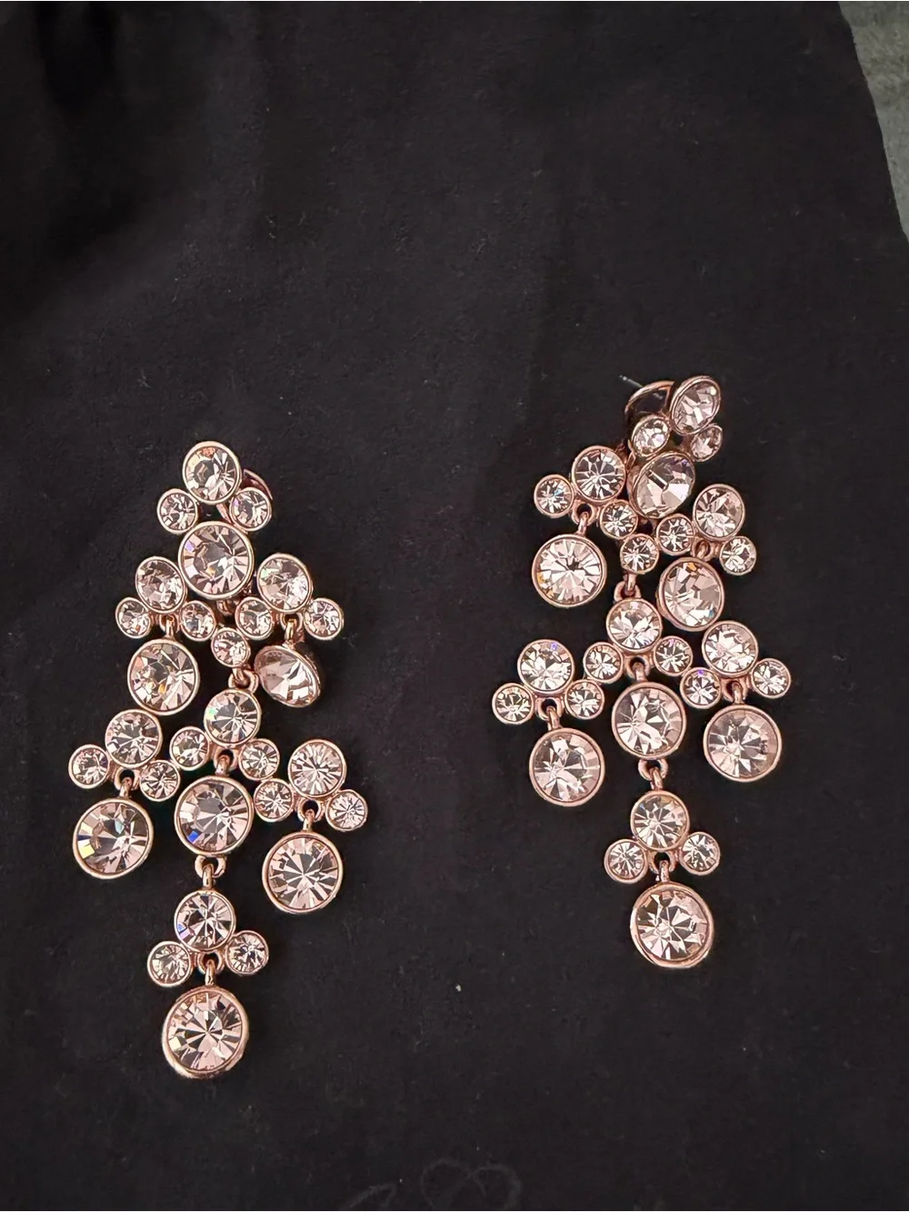 Givenchy Rose Goldtone Peach Bezel Crystal Chandelier Statement Earrings - Picture 2 of 11